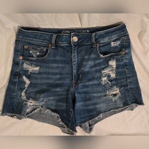 American Eagle Outfitters Blue Distressed Women Shorts